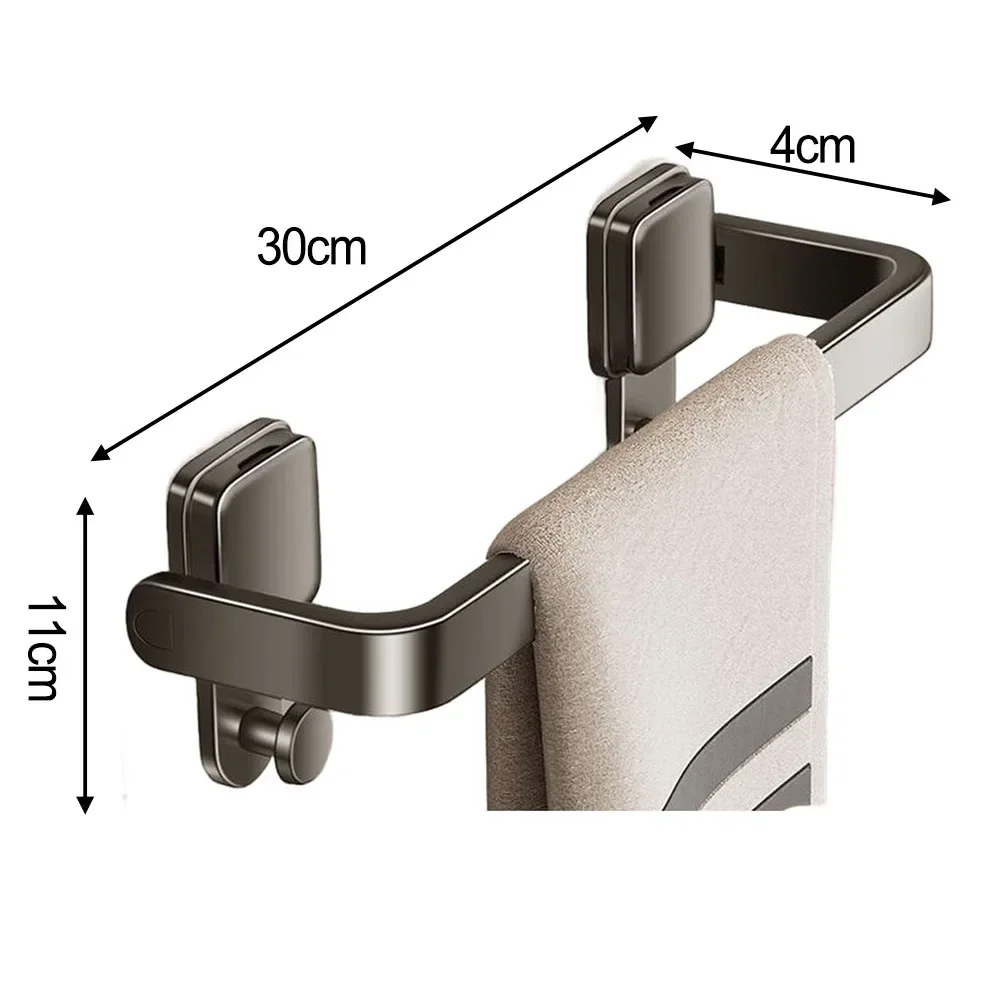 Aluminum Foldable Wall Mounted Towel Holder with 90 Degree Upwards Movement and Waterproof for Bathroom Organization