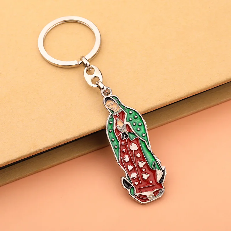 New Enamel Virgin Mary Keyring Religious Catholic Our Lady of Guadalupe Protection Metal Keychains for Bag Gifts