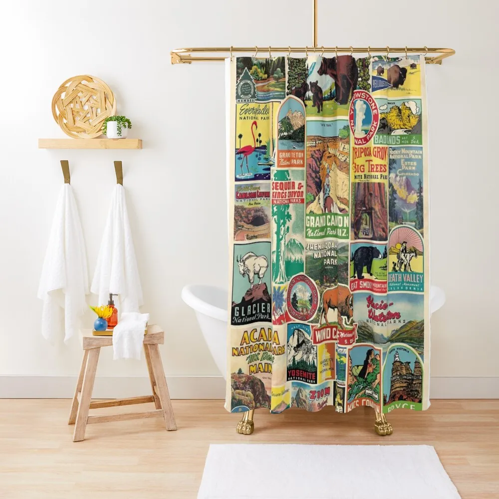 

National Parks Popular Visit Shower Curtain Bathroom Shower Waterproof Fabric Bathroom Curtain