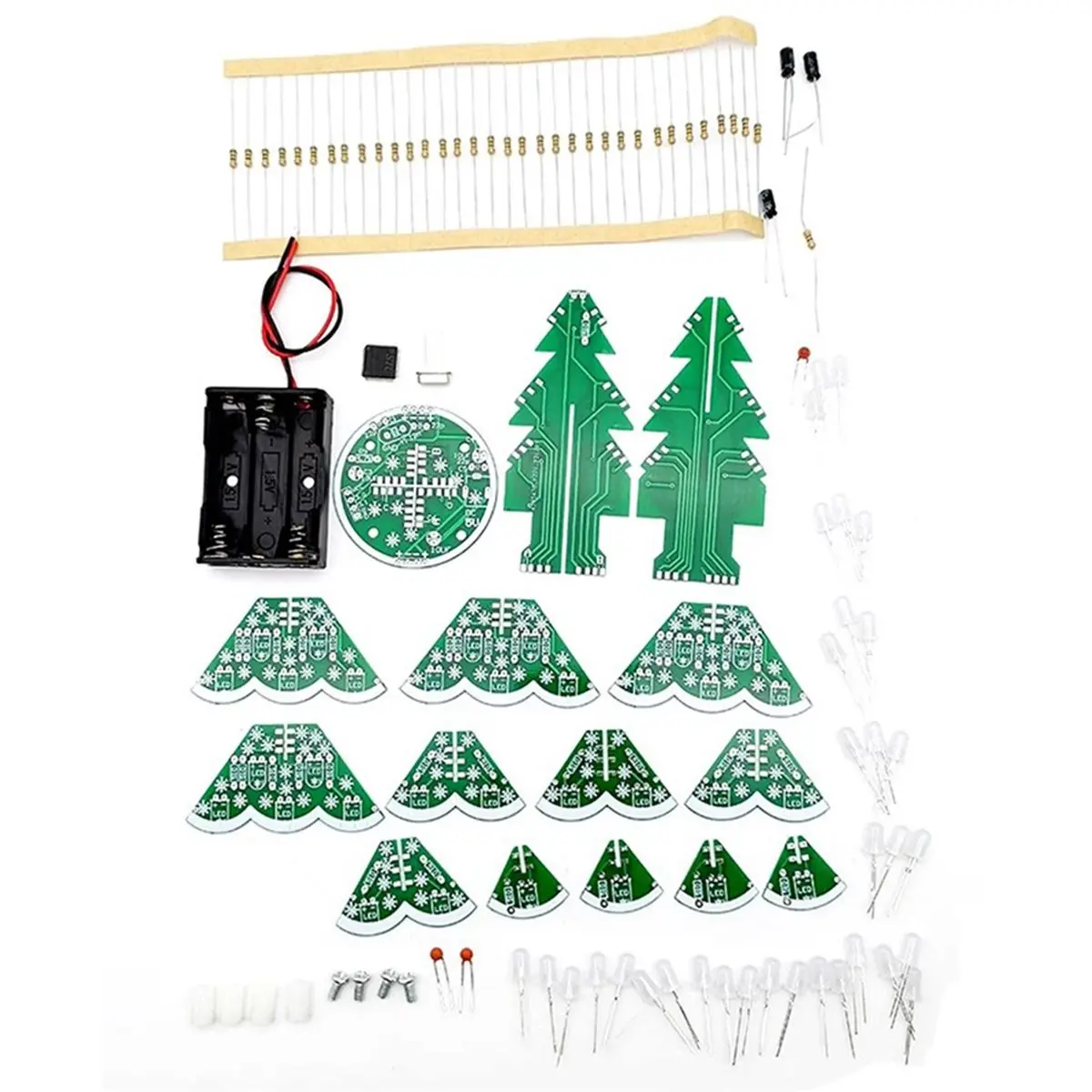 SWXF 3D Stereo Christmas Tree LED DIY Kit Red/Green/Yellow LED Flash Circuit Kit for Electronics Soldering Practice Learning
