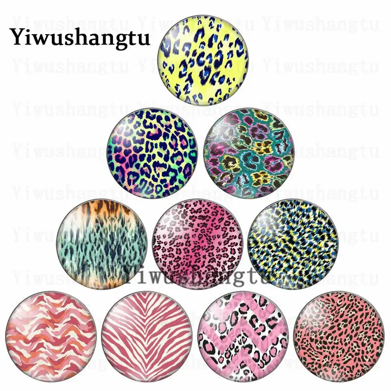 Beautiful leopard print  animal hair 12mm/20mm/25mm/30mm Round photo glass cabochon demo flat back Making findings