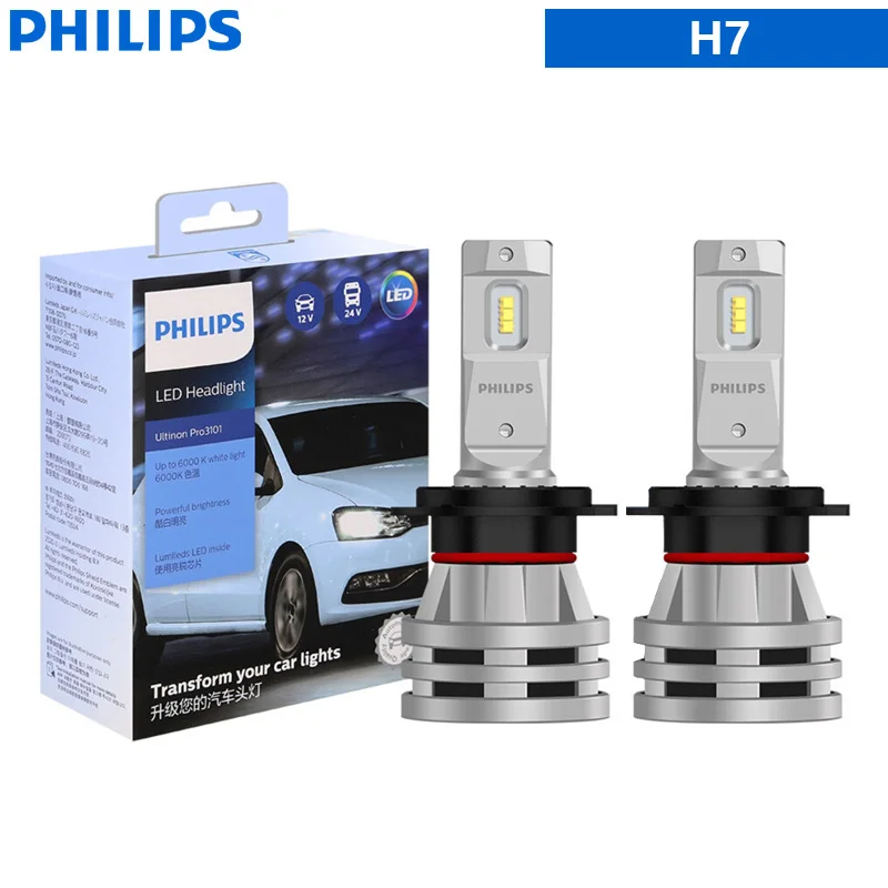 Philips LED H1 H3 H4 H7 H11 Ultinon Pro3101 12V / 24V 6000K Helderwit HB3 9005 HB4 9006 HIR2 9012 Automatische koplamp LED-lampen, 2x