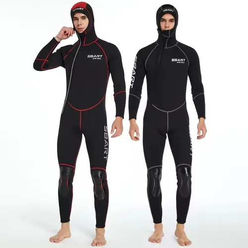 SBART-traje de neopreno de una pieza para hombre, traje de buceo cálido con capucha de manga larga, protector solar a prueba de frío, surf, natación, snorkel, 3mm