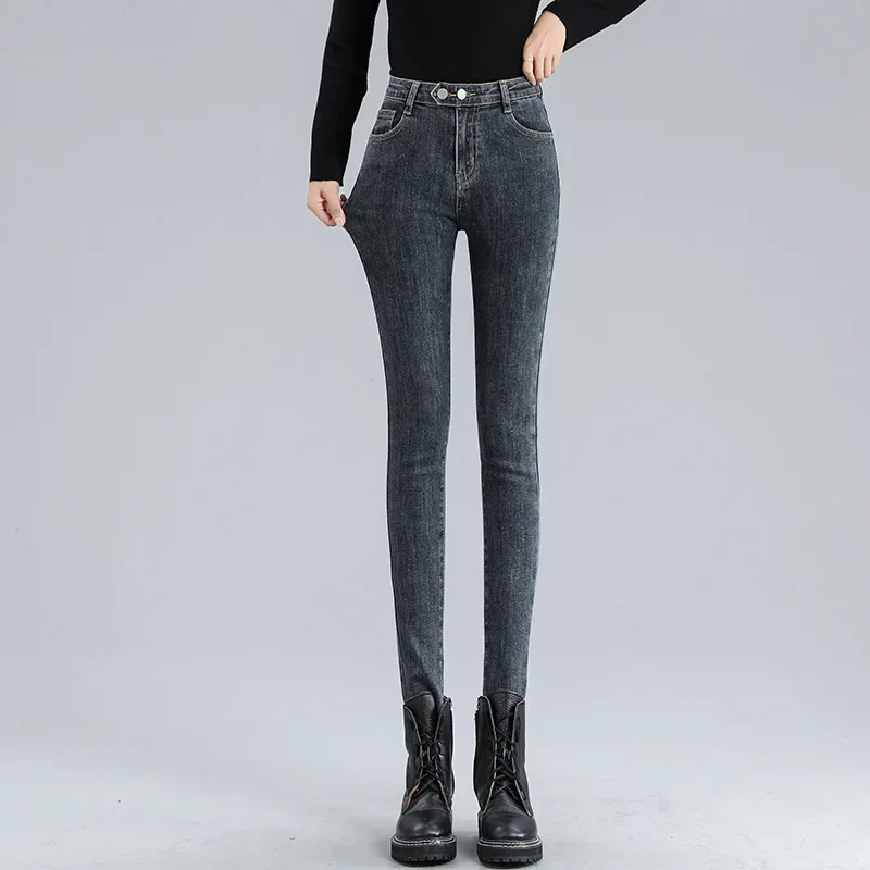 Calças slim-cropped femininas, de cintura alta, Stretch, outono, novo, 2024