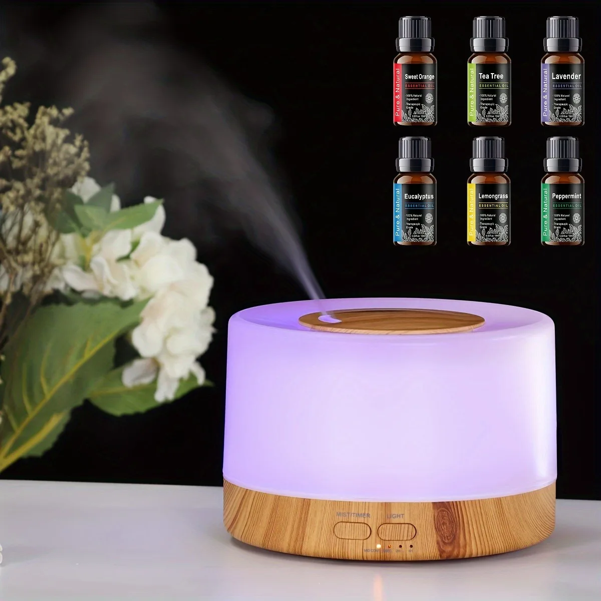 

New Luxury Aromatherapy Gift Set Smart Home Diffuser with Remote Color Changing Base & 6 Signature Oils Perfect Housewarming