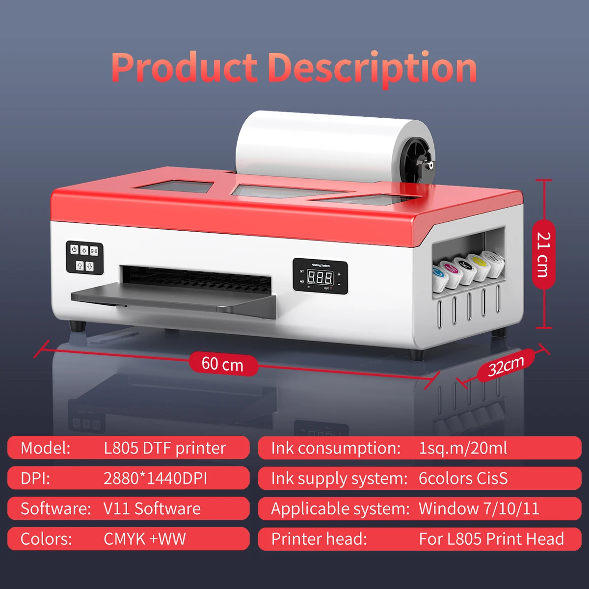 8.4 inch impresora dtf  A4 DTF Printer for Epson L805 Machine with DTF Oven Direct to Film DTF Printer for Clothes Tshirt fabric