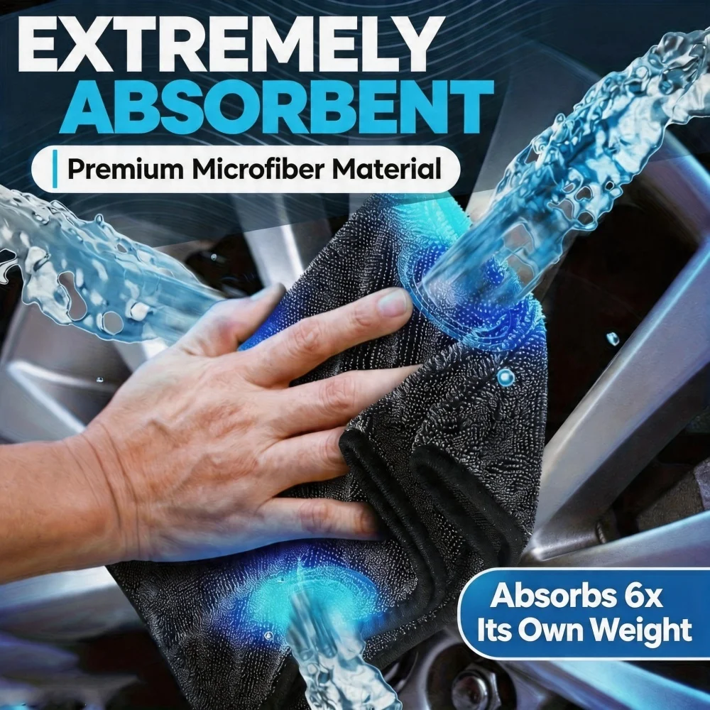 400GSM Ultra Absorbent Microfiber Car Towel with Twist Ring Design - Thickened Drying Towel for Auto Cleaning