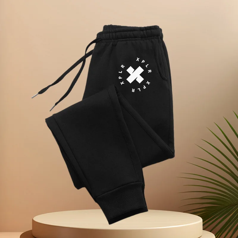 

Спортивные брюки классического стиля для мужчин и женщин, брюки для бега, повседневные спортивные штаны с принтом, на шнурке на талии.