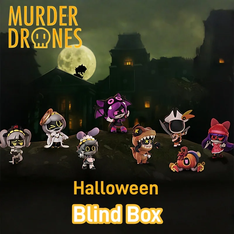 

Original Murder Drones Midnight Mischief Series Anime Blind Box Glitch Mini Figure Mystery Toy Cyn Uzi N V Cute Halloween Gift
