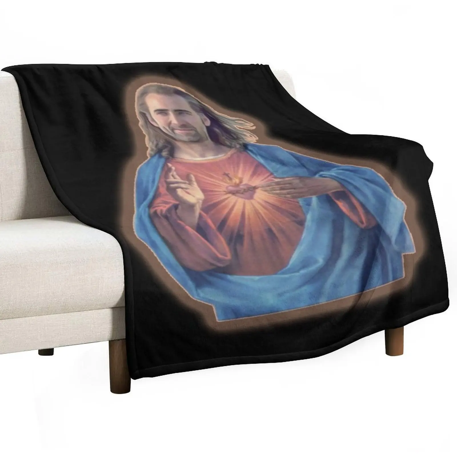 

Nicolas Cage as Jesus - Nicholas Cage - Nick Cage - Nic Throw Blanket Baby Travel blankets and throws Bed linens Blankets