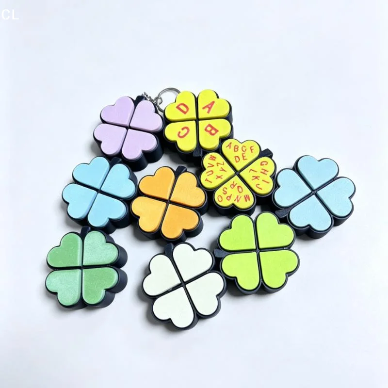 AttireTroveLucky Four-Leaf Clover Keychain Clickable Buttons Stress Relief Toy Backpack Pendant Party Gift For Kids Adults