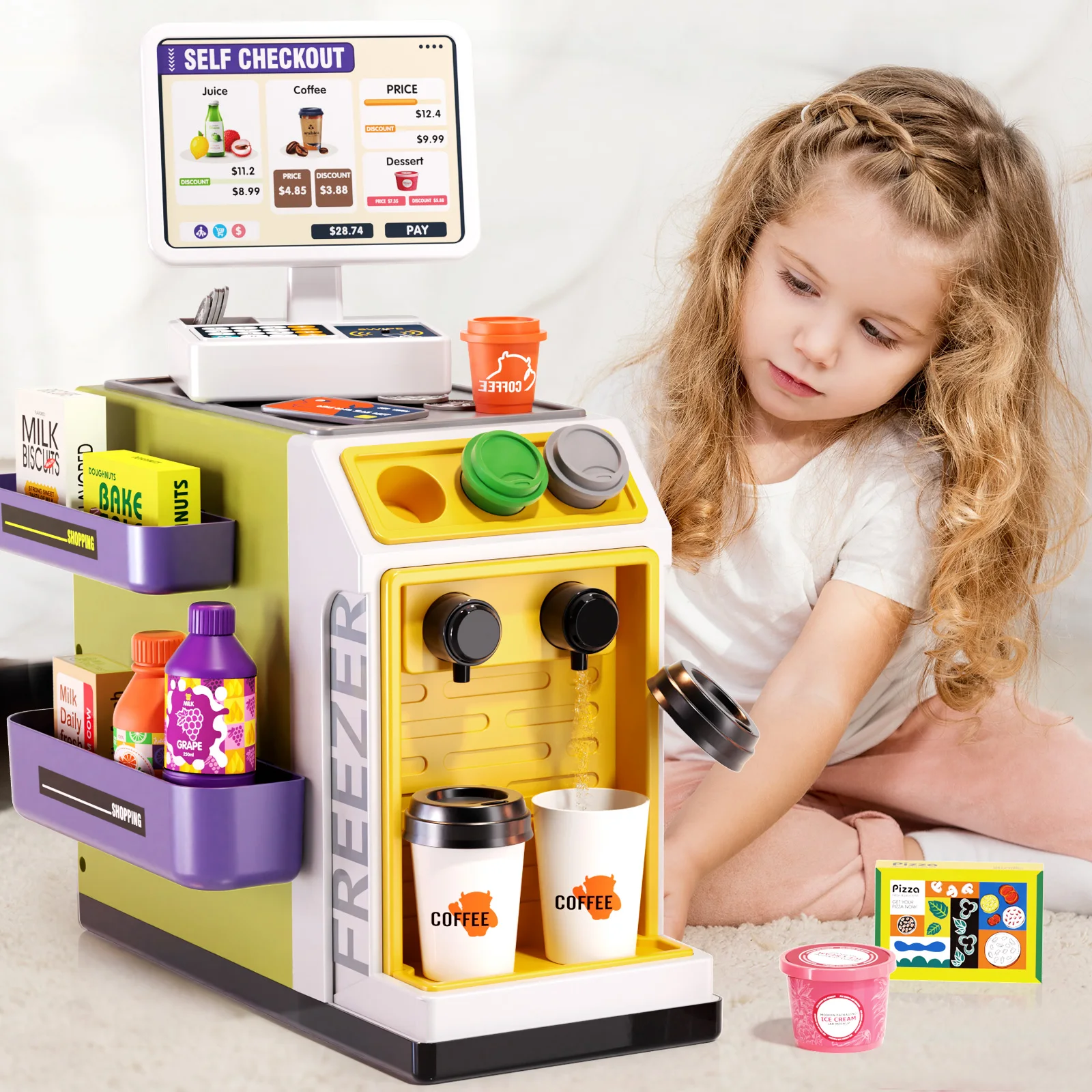 Children's Supermarket Radio Toy Vending Machine Baby Puzzle Play Home Girl 3-6 Years Old