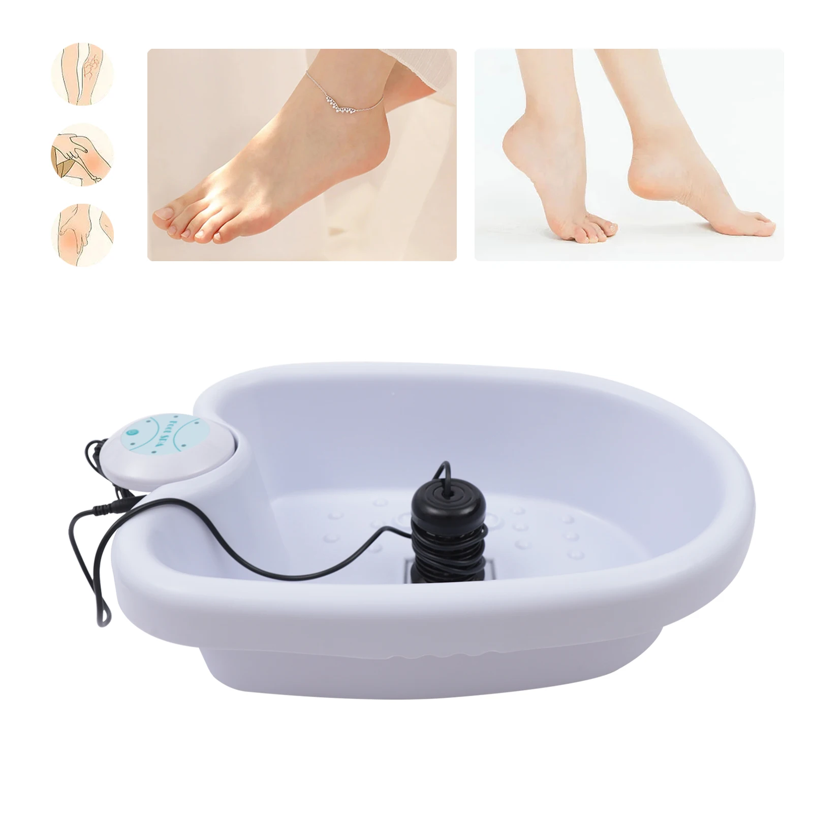 

24w Foot Bath Detoxification Machine With Basin Abs 12v Safe Voltage Us Plug Massage Bumps Suitable For Homes Salons Spas