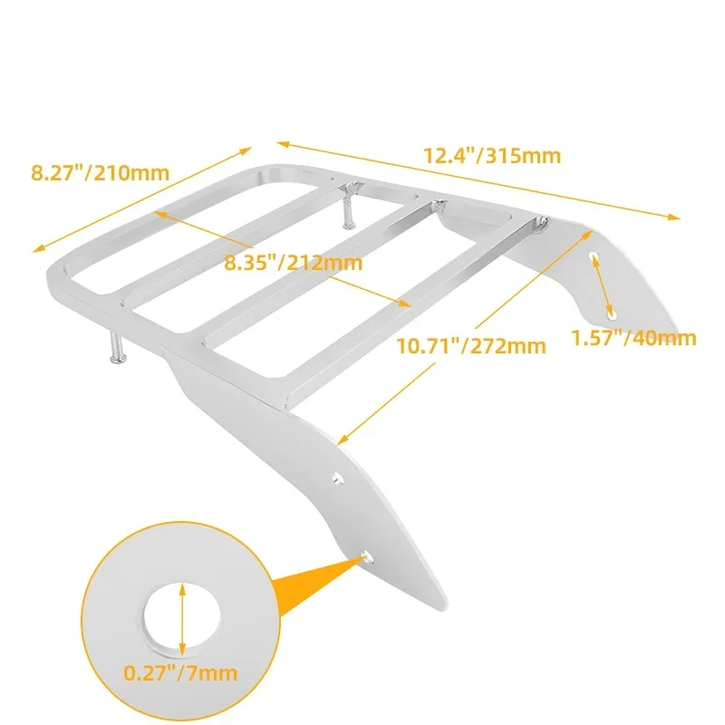 Universal Chrome Motorcycle Rear Rack Luggage Carrier Support Compatible With Honda VT750DC VT400 VT600 VF250