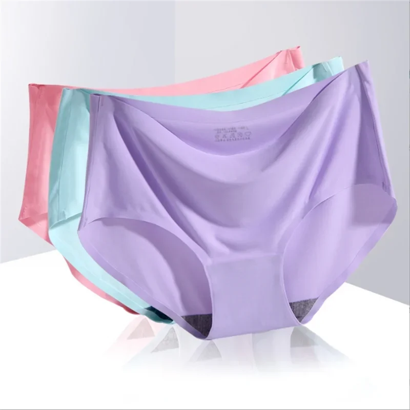 Sexy Summer Style Fashion Women's Panties Ice Silk Cool Refreshing Seamless Underwear Triangle Big Yards Female Briefs lingerie