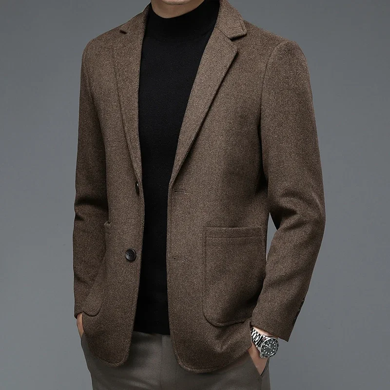 

Men Smart Casual Blazers Black Gray Khaki Sheep Wool Suit Jackets Male Elegant Woolen Coat Ideal for Business and Casual Wear