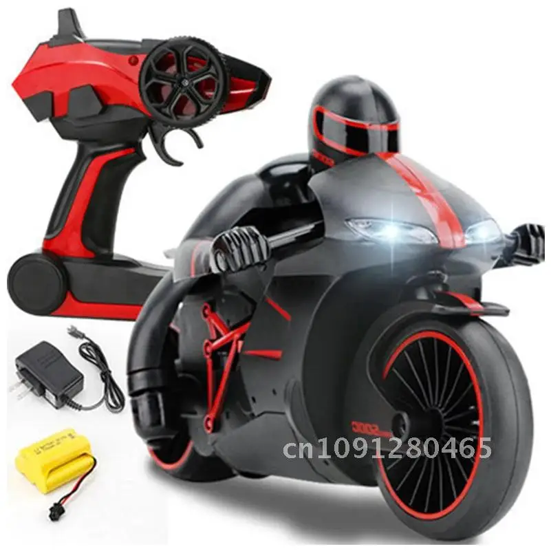 Motocicleta recargable de Radio RC de 2,4G con luz fría, motocicleta RC de alta velocidad para niños, acrobacias, Control remoto, modelo de motocicleta, juguete para regalo