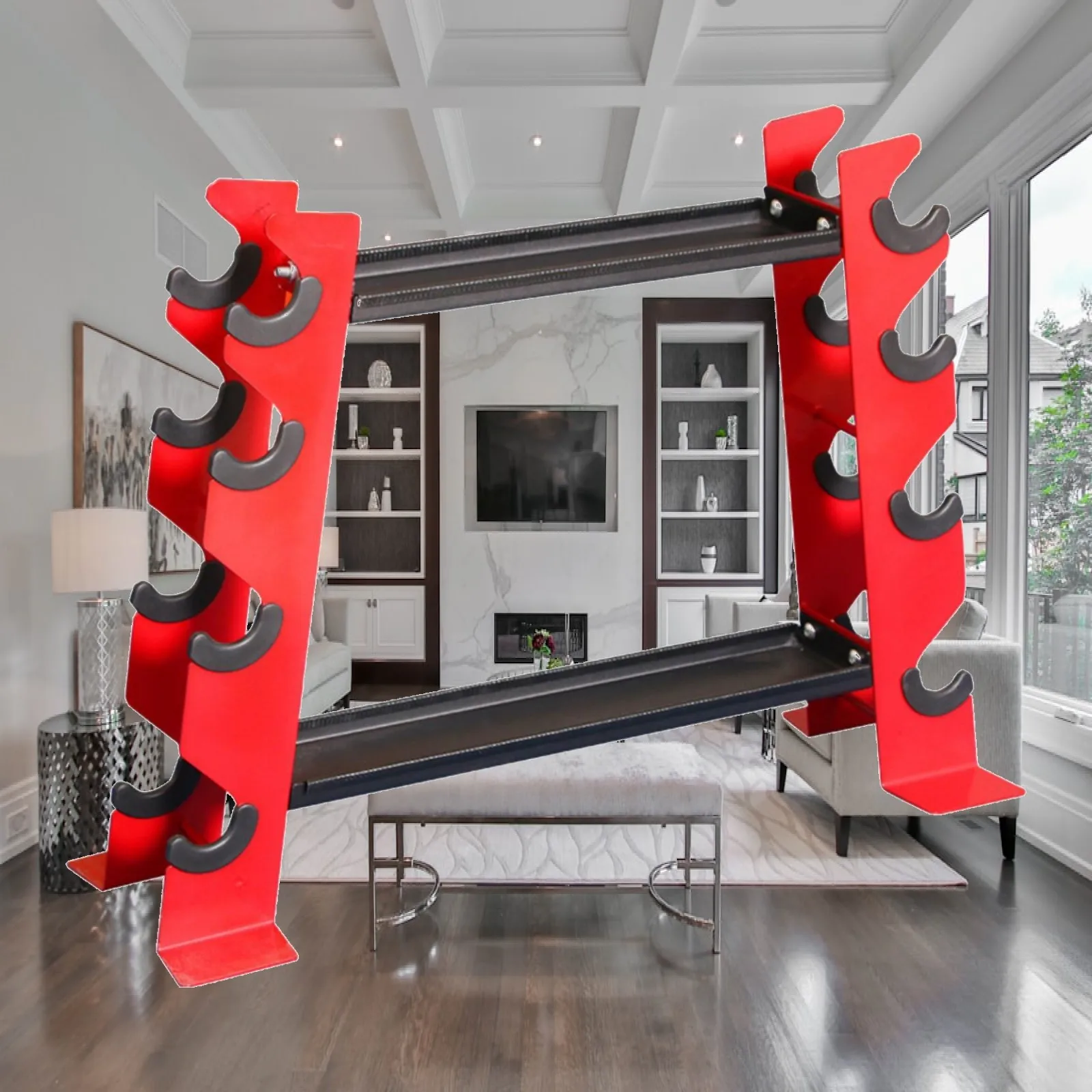 Freestanding Dumbbell Holder Rack for Home Workout Room with Anti Slip Rubber Cushions and Compact Frame