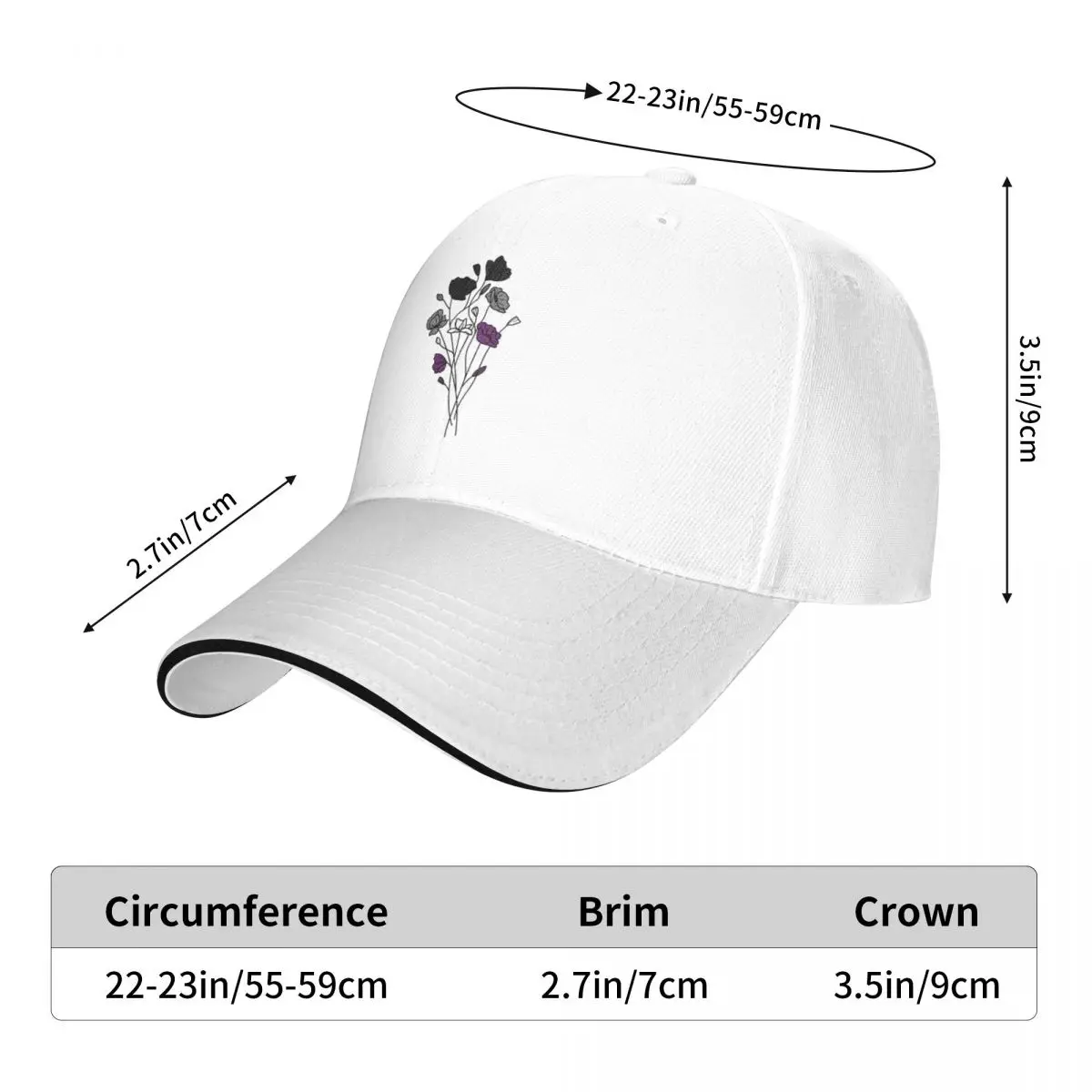 Subtle Ace Pride Flowers Personalized For Men A Baseball Cap Hat