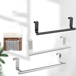 Kitchen Cabinet Door Towel Bar Stainless Steel Door Back Towel Hanging Holder Bathroom Punch Free Towels Hooks Home Organizer