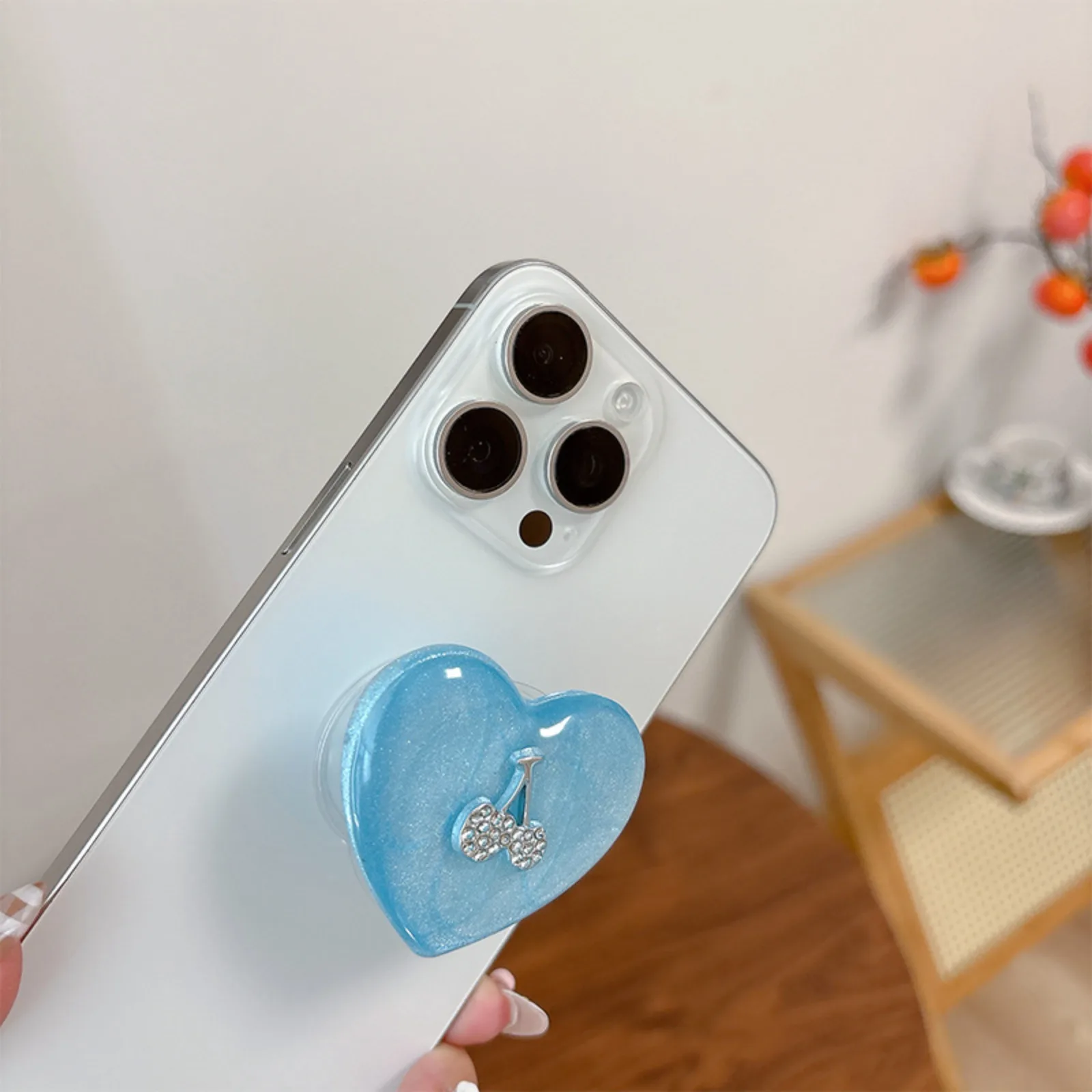 Cherry hanger hart mobiele telefoon grip Tok, INS stijl schattige opvouwbare houder, handige uitbreidbare standaard, lichte luxe airbagbeugel
