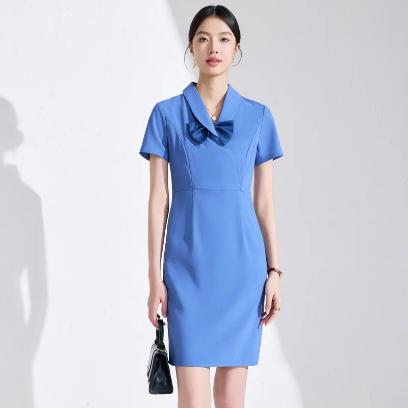 Professional Dress for Women with a Sense of Sophistication2025Summer Thin Workwear with Pockets for Beauty Salon and Jewelry St