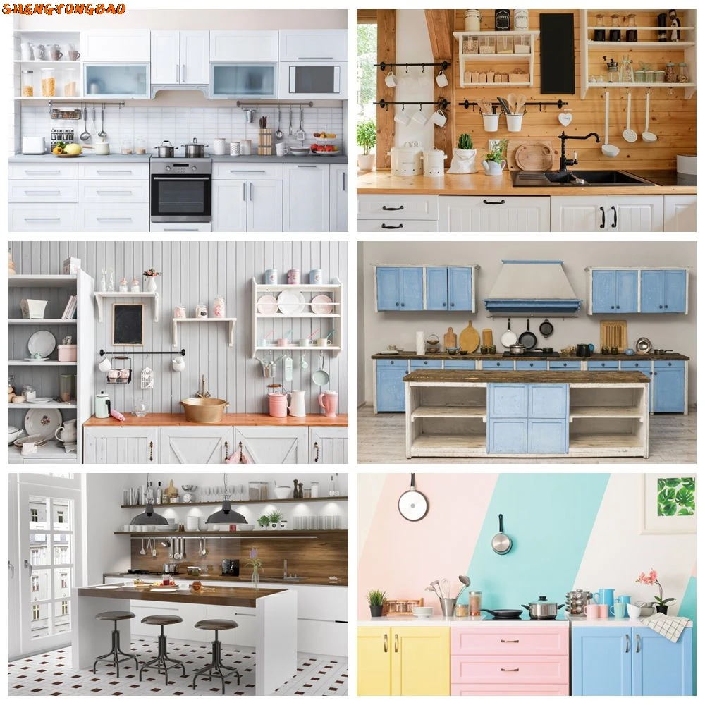 

Kitchen Scene Photography Backdrop Chic Modern Interior Room Kitchenware Photocall Backgrounds Home Decor Photo Studio Prop