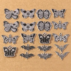 10Pcs /Lot Halloween Butterfly Skull Charms Bat Pendants for Jewelry Making Necklace Earrings DIY Halloween Gift Accessories