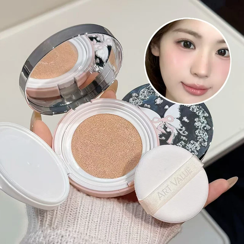 QIBEST Crema Hidratante con Cojín de Aire, Base de Maquillaje Duradera, Base Nutritiva, Corrector, Cosméticos Iluminadores