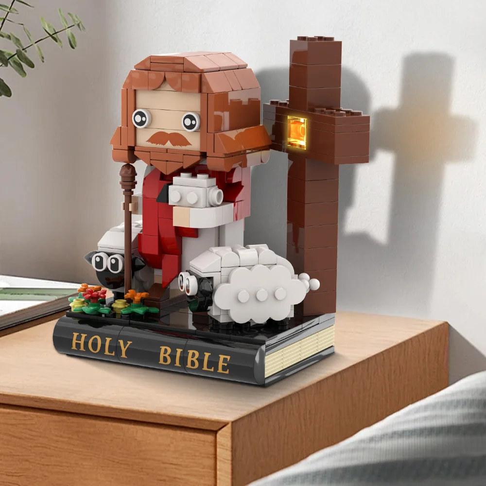 

MOC Христианство Библия Иисус Строительные блоки Модель Син Божий Иисус Библейская овчарка Кирпичи DIY Сборка игрушек Детские подарки на день рождения