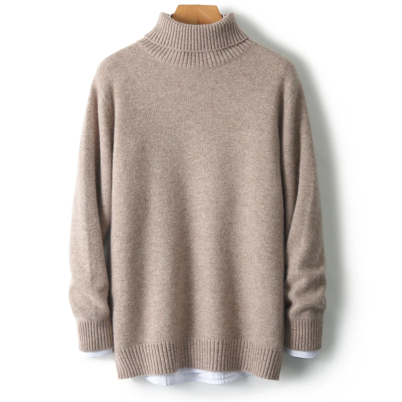 Autumn and Winter Woolen Sweater Men's New High Collar Thickened Inner Undercover Knitted Men's Top