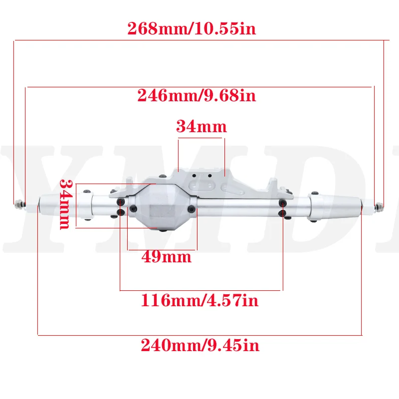 CNC Diamond-Shaped Aluminum Complete Front & Rear Axle for 1/10 RC Crawler Rock Racer Axial Wraith 90018 RR10 Capra 1.9 UTB