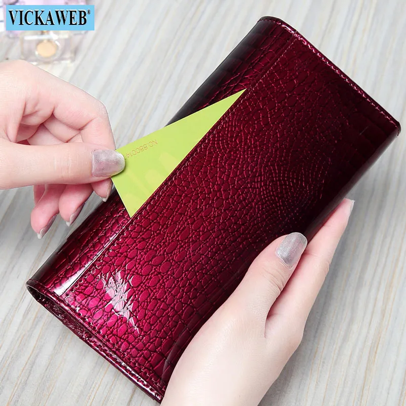 Dompet Wanita Merek Desain Kualitas Tinggi Kulit Dompet Wanita Pengait Fashion Dolar Harga Alligator Panjang Wanita Dompet dan Tas