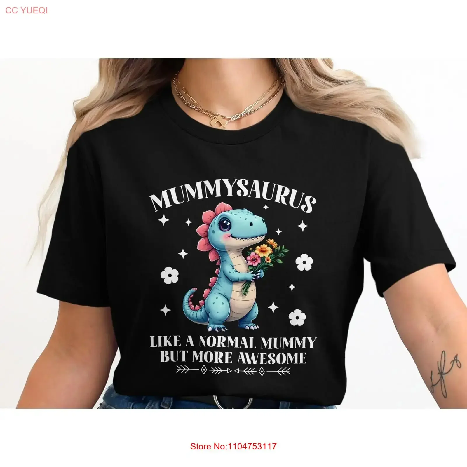 Mummysaurus Like a Normal Mummy But More Awesome Funny Dinosaur Mum T Shirt long or short sleeves vintage Washed Soft
