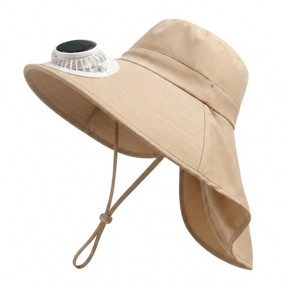 

USB Charging Women Men Solar Fan Hats 800 MAh Adjustable Bucket Hat Full Wrap UV Protection Work Sun Hat Summer Outdoor