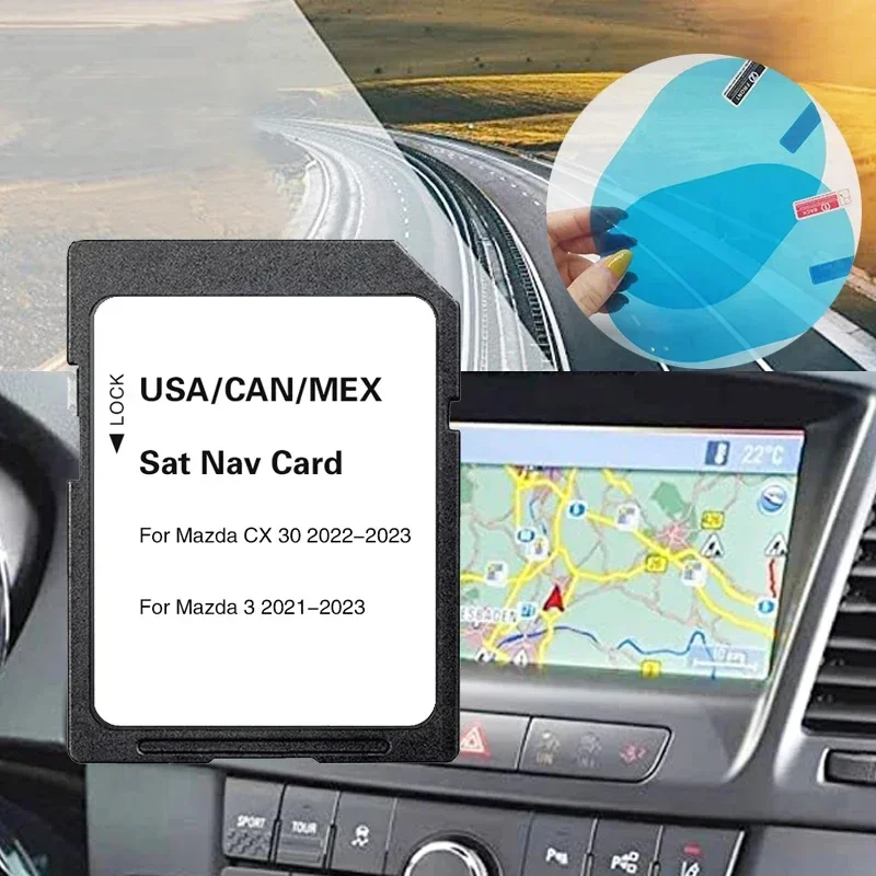 16GB Sat Nav Navigation Map Poilt Update Version 2023 SD Memory Card for Mazda 3 CX-30 Vehicle with Free Anti Fog Flim