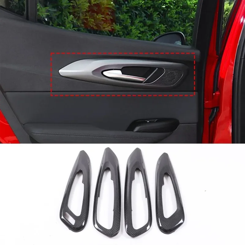 

Real Carbon Fiber Car Inner Door Handle Panel Frame Cover Trim Stickers For Alfa Romeo Tonale 965 2022-2024 Interior Accessories