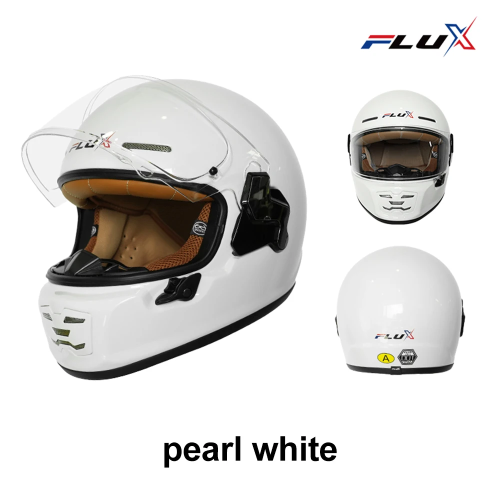 

FR-01 Retro Helmet Motorcycle Helmet Retro Full Face 3C Certified Cruiser Scooter Racing Style for Men and Women Flux