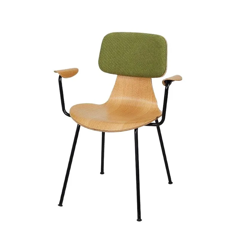 

Solid wood backrest armrest dining table and chairs high-end Nordic creative retro chair