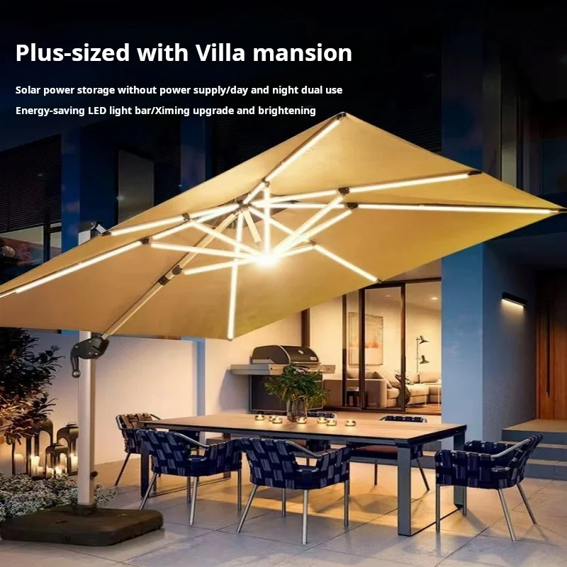 Outdoor With Lights Solar LED Decoration Outdoor Garden Jumbo Parasol Waterproof Solar Umbrella Manufacturer