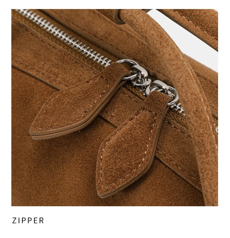 Aidanni Vintage Wildleder-Handtasche mit großem Fassungsvermögen, Neuheit 2026, Matte Rindsleder-Damentasche, Stilvolle Wurstform – Detail 16