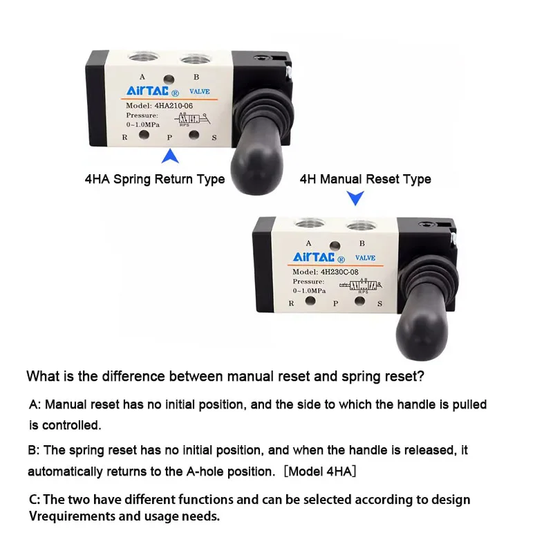 AirTAC Original Pneumatic Manual Valve Lever Valve 4H210 4HA230 4H310 4HA330 Control Air Valve.