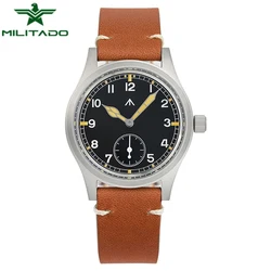 Militado V2 reloj militar D12, pulsera de acero inoxidable con movimiento de cuarzo, zafiro AR, 36mm, subsegundos, resistente al agua