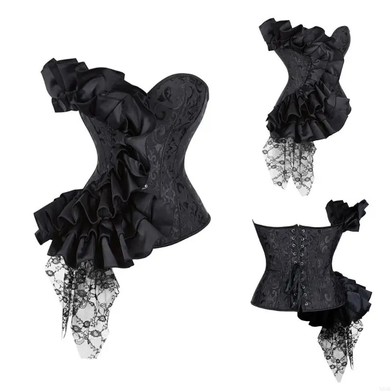 Elegant Courtstyles เอว Cincher สำหรับผู้หญิงอย่างเป็นทางการ Jacquard ลูกไม้ Bustier Corset สำหรับ Masquerades Party Y08E
