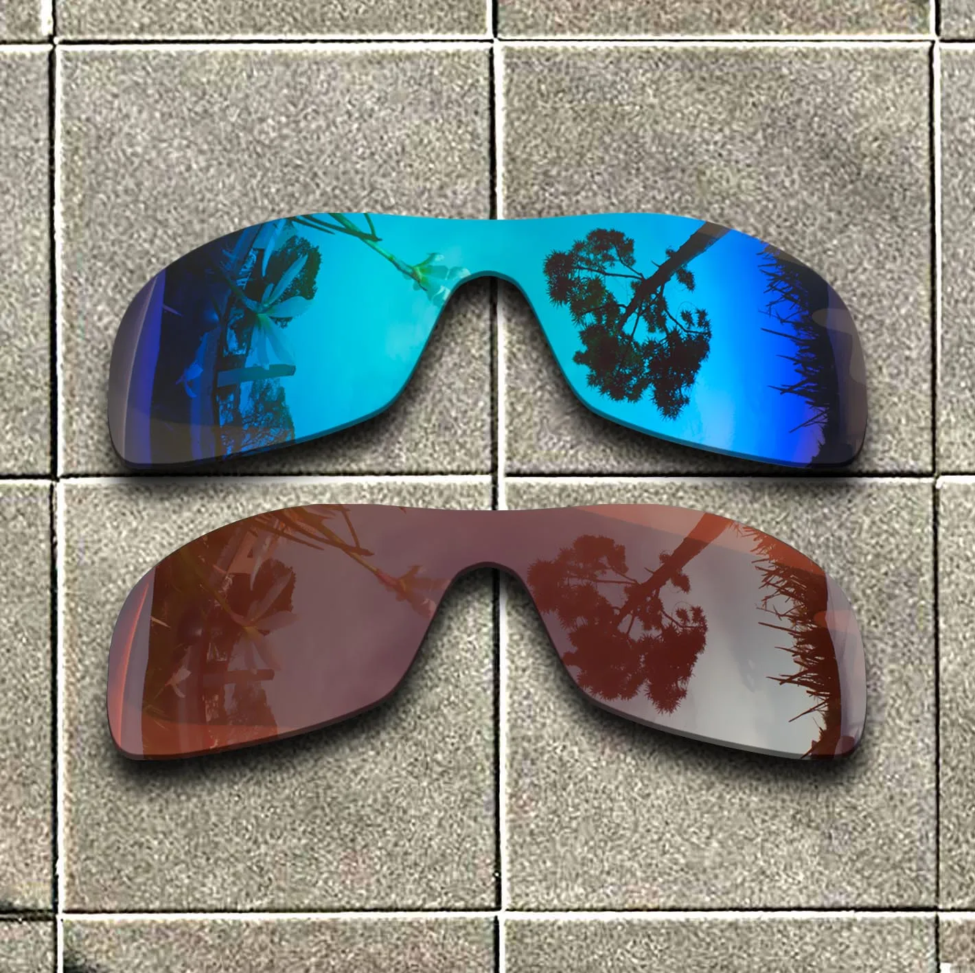 

2 Pieces Sky Blue & Brown Lenses Replacement For-Oakley Batwolf OO9101 Polarized Sunglasses