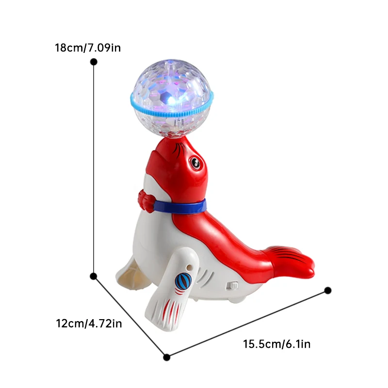 Lindo león marino Top Ball juguete eléctrico para niños con trombos acrobáticos sonido colorido y luz regalo perfecto para bebés
