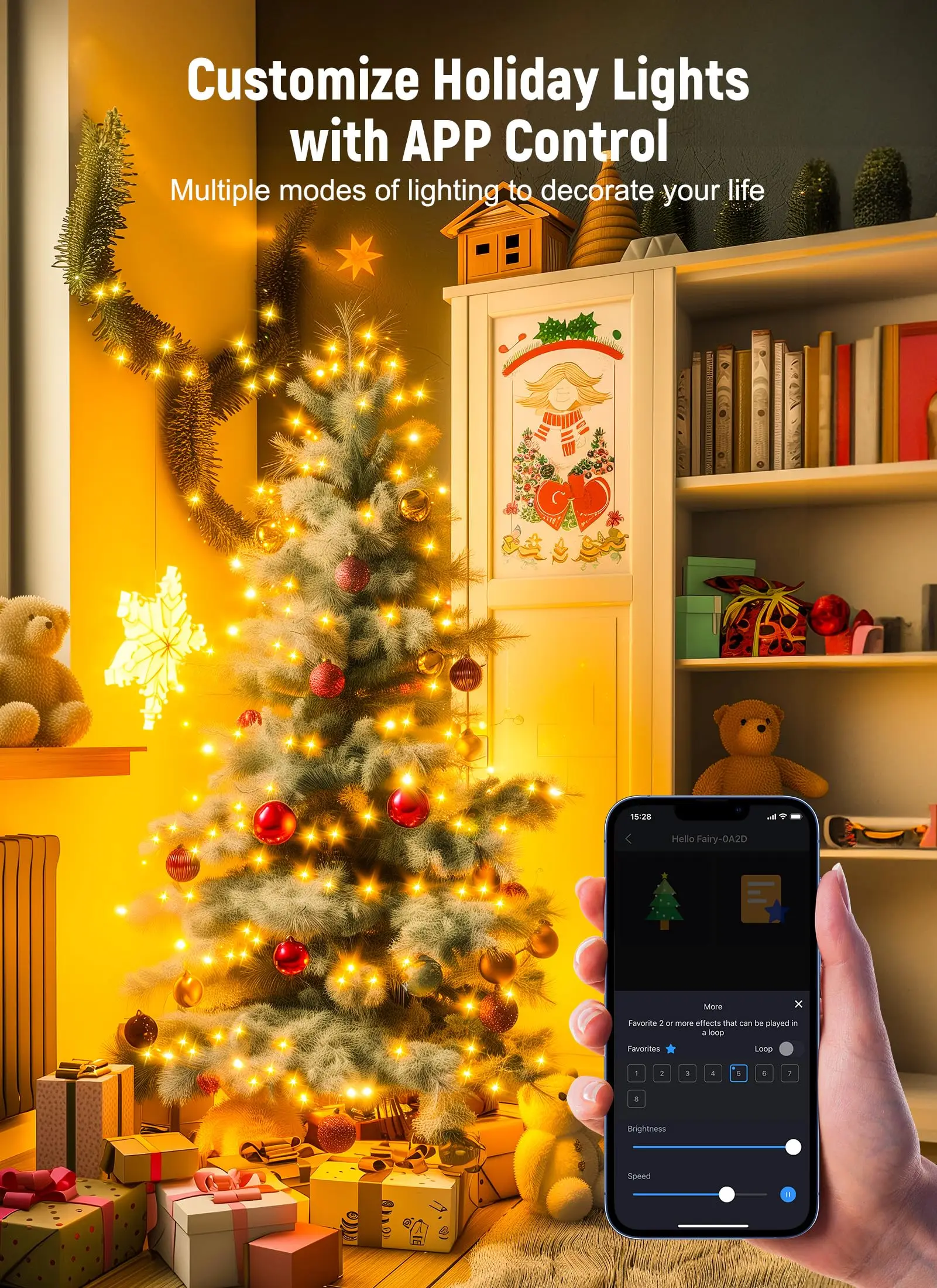 Smart USB String Lights 10M 100 LED Fairy Lights with Bluetooth App Remote Garlands Decorative Light for Christmas Wedding Party