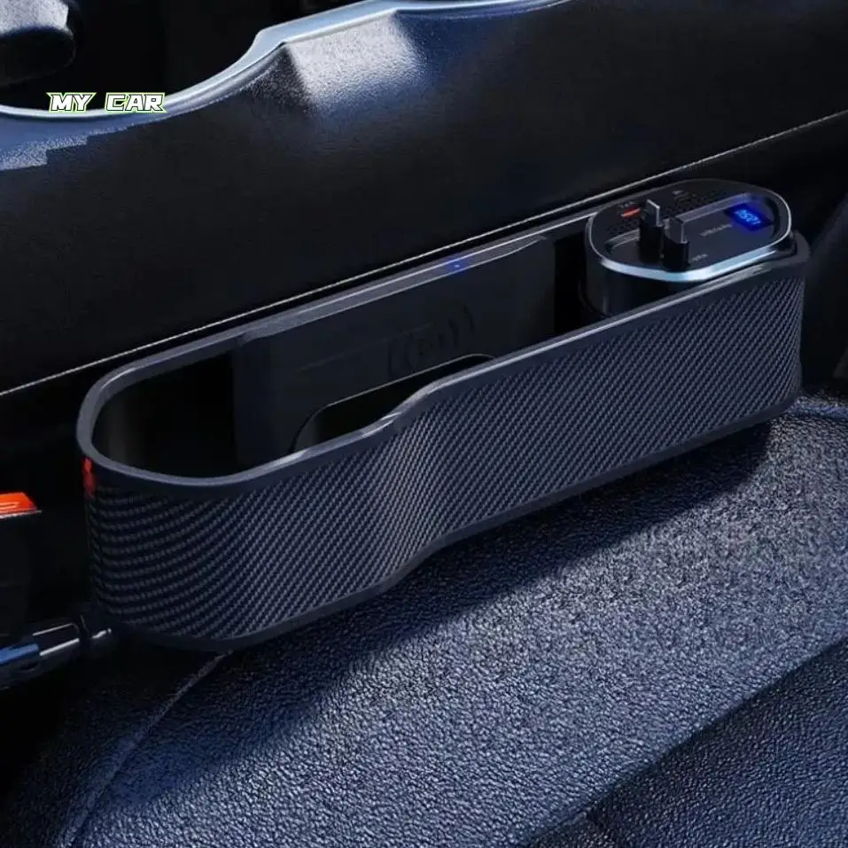 

Fast Charging Front Seat Side Storage Case USB-C/Lightning Easy Installation Wireless Charger Large Capacity Anti-slip