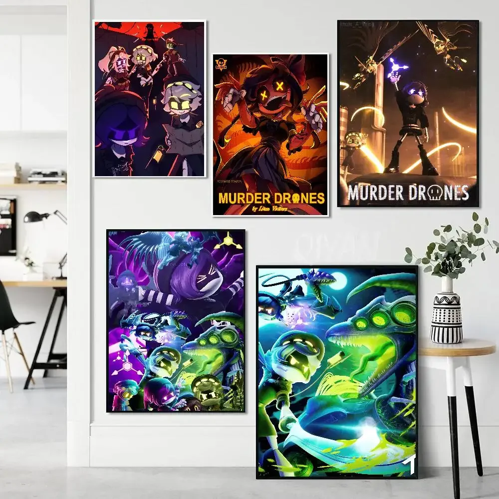 M-Murder D-Drones Whitepaper Game Poster Waterproof Wall Art Sticker For Bar Vintage Room Decor High Quality Print Gift