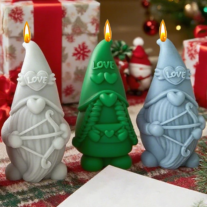 1 Stück, kleine Zwergenkerze Silikonform DIY Weihnachten handgemachte Seife Duft Diffusor Stein Kuchen Dekoration Ornament